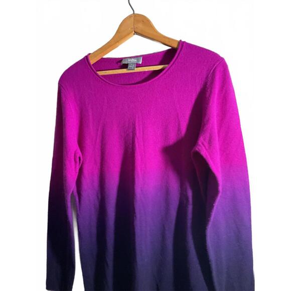 Neiman Marcus Cashmere Ombre Pink to Purple Sweater Large - Picture 6 of 7